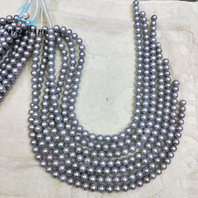round cultured freshwater pearl strand in grey color 9-10mm